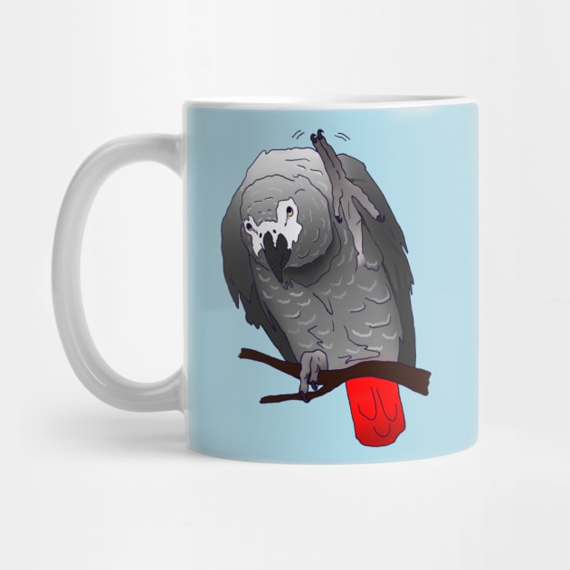 African Grey Parrot Perching Waving on a Branch by Einstein Parrot